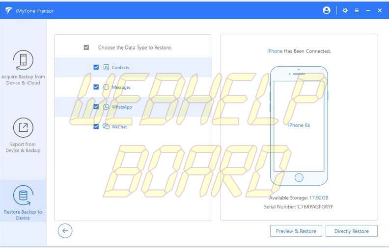 iMyFone iTtransor-restore-whatsapp-choose-data-type-to-restore