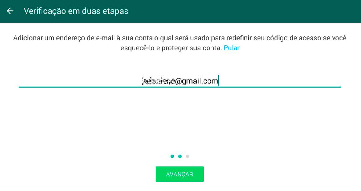 endereço de email - Dica: como ativar a verificação em duas etapas do WhatsApp