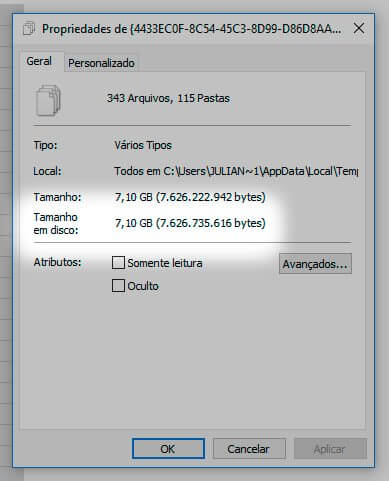 tamanho espaço em disco arquivos temporarios smt julian - Tutorial: como excluir arquivos temporários do Windows manualmente